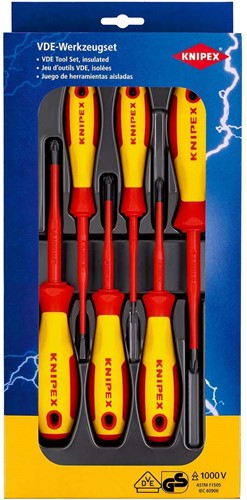 KNIPEX (00 20 12 V04) Schroevendraaierset Sleuf / Kruiskop 6-delig VDE -2