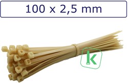 Tyraps, kabelbinders PA4.6, Extra Hittebestendig, Hoge temperaturen bestendig 100 x 2,5 mm Naturel (Zak 100 stuks)