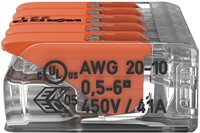 WAGO (221-615) Lasklem / verbindingsklem 5-voudig Max. 6mm2 met hendels, Transparant