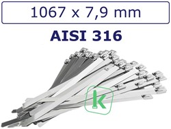 Tyraps, kabelbinders RVS 316 staal 1067 x 7,9 mm (Zak 100 stuks)