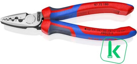 KNIPEX (97 72 180) Krimptang / Adereindhulstang Voor Adereindhulzen  0,25 - 16,0 mm2