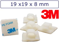 3M Zelfklevende kabelclips/kabelklemmen 19 x 19 x 8 mm Wit naturel (Zak 100 stuks)