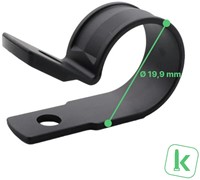 Buisklemmen, Bevestigingsbeugels, P-Clamp / Clip - Nylon (PA6,6) Schroefbaar Bundel diameter max. 19,90mm Zwart UV-Bestendig (Zak 100 stuks)-3