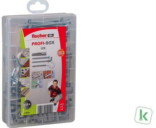 Fischer (518526) Box Universeelplug UX + schroeven + haken (Set 118-delig)