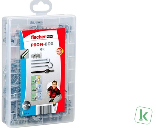 Fischer (518528) Profi-Box GK gisplaatpluggen met schroeven en haken (Set 101-delig)