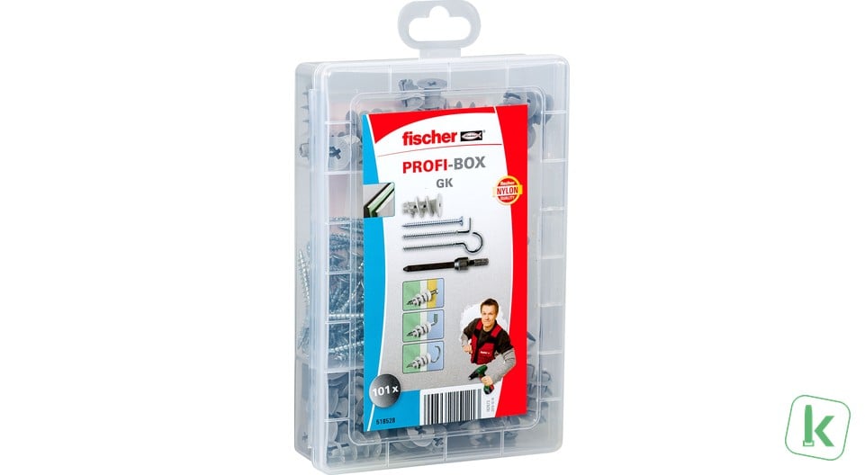 Fischer (518528) Profi-Box GK gisplaatpluggen met schroeven en haken (Set 101-delig)