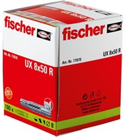 Fischer (77870) Universeelplug UX 8 x 50 R lang, met kraag (Doos 100 stuks)-2
