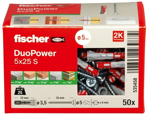 Fischer (535458) DuoPower 5x25 met schroef (Doos 50 stuks)-2
