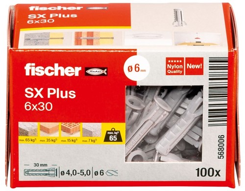 Fischer (568006) plug SX Plus 6 x 30 (Doos 100 stuks)-2