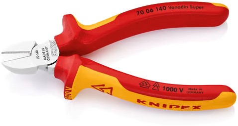 KNIPEX (70 06 140) Zijsnijtang / Kniptang Comfort Verchroomd 140 mm VDE -3