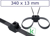 Tyraps, kabelbinders Met Schroefgat en Dubbele Sluitkop / Double Loop Cable Ties With Mounting Hole 340 x 13 mm Zwart UV-Bestendig (Zak 50 stuks)