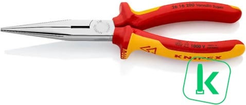 KNIPEX (26 16 200) Telefoontang / Rechte Langbek - Punttang 200 mm VDE