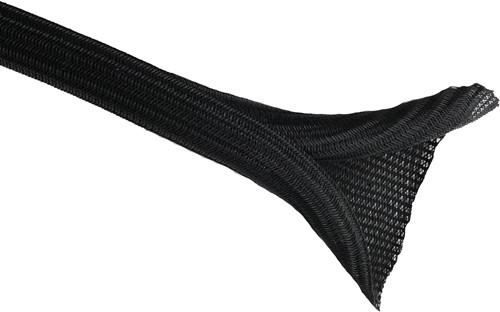 Zelfsluitende Vlechtkous Polyester 19-20 mm Zwart UV bestendig (Rol 50 meter)-3