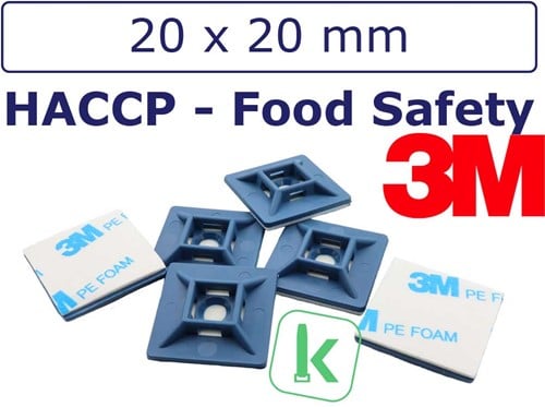 3M Plakzadels/schroefzadels, Metaal Detecteerbaar (HACCP) 20 x 20 mm blauw (Zak 100 stuks)