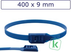 Tyraps, kabelbinders met laag profiel, Flat head / in Line ties 400 x 9,0 mm Blauw (Zak 100 stuks)