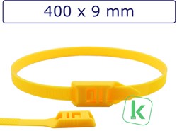 Tyraps, kabelbinders met laag profiel, Flat head / in Line ties 400 x 9,0 mm Geel (Zak 100 stuks)