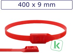 Tyraps, kabelbinders met laag profiel, Flat head / in Line ties 400 x 9,0 mm Rood (Zak 100 stuks)