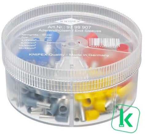 KNIPEX (97 99 907) Assortimentsbox / Doos  Adereindhulzen 4,0 - 16 mm2 Geïsoleerd (100 stuks)