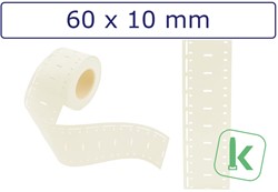Kabelmarkering Printbaar -identificatie tags / PUR Tags 60 x 10mm Wit  (Rol 1.000 stuks)