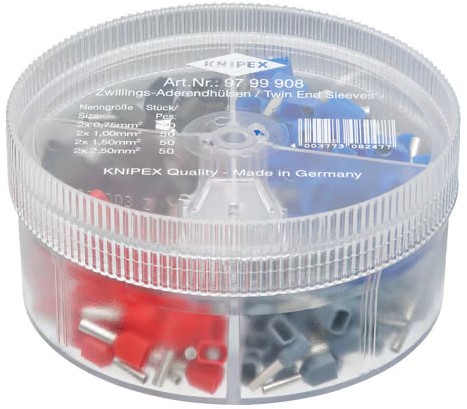 KNIPEX (97 99 908) Assortimentsbox / Doos  Twin - Adereindhulzen 0,75 - 2,5 mm2 Geïsoleerd (Box 200 stuks)-2