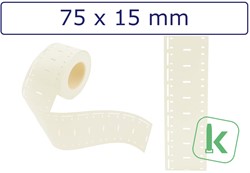 Kabelmarkering Printbaar -identificatie tags / PUR Tags 75 x 15mm Wit  (Rol 1.000 stuks)