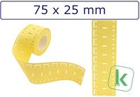 Kabelmarkering Printbaar -identificatie tags / PUR Tags 75 x 25mm Geel (Rol 500 stuks)
