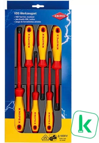 KNIPEX (00 20 12 V01) SchroevendraaierSet Kruiskop / Sleufkop  6-delig VDE (Set 6-delig)