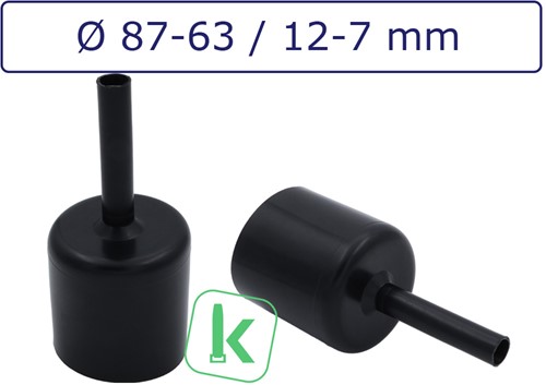 Krimpkous kabeldoorvoer / Anode Cap met lijm 87-63 / 12-7 mm Zwart UV-bestendig 