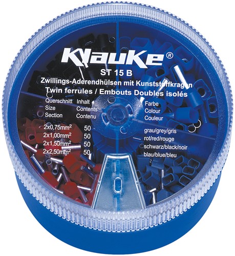 Klauke (ST 15 B)  Assortiment / Strooidoos Twin - Adereindhulzen 0,75 - 2,5mm Geïsoleerd (Box 200 stuks)-2