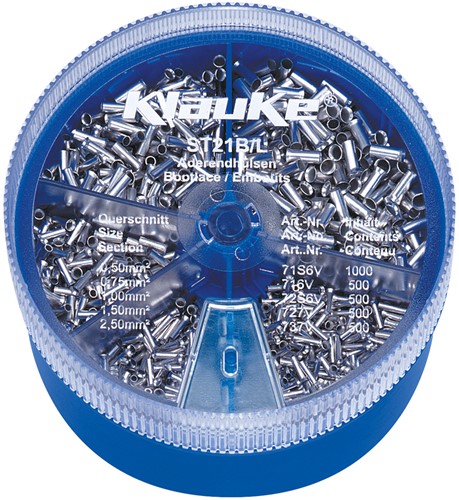 Klauke (ST 21 B)  Assortiment / Strooidoos Adereindhulzen 0,5 - 2,5mm Ongeïsoleerd (Box 3.000 stuks)-2