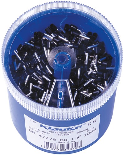 Klauke (GR 4728 DO)  Strooidoos Adereindhulzen Zwart 1,5mm Geïsoleerd (Box 1.000 stuks)-2