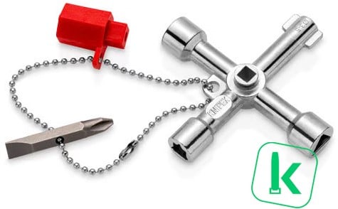 KNIPEX (00 11 03) Kruisdopsleutel / Schakelkastsleutel Groot  5/6/8/9 mm lengte 76 mm incl. Bit en Adapter