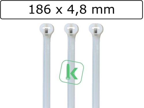 Thomas & Betts - TY525MR – Ty-Rap® 186 x 4,8 mm Wit Naturel (Zak 100 stuks)