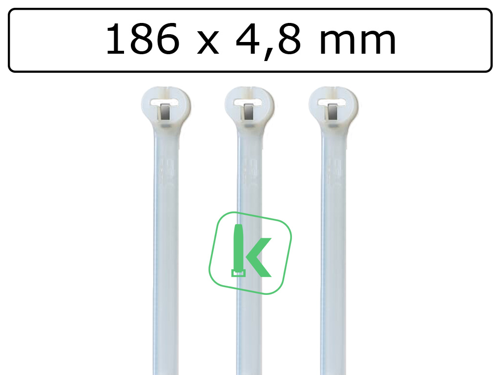 Thomas&Betts - TY525MR– Ty-Rap® 186 x 4,8 mm Wit Naturel (Zak 100 stuks)