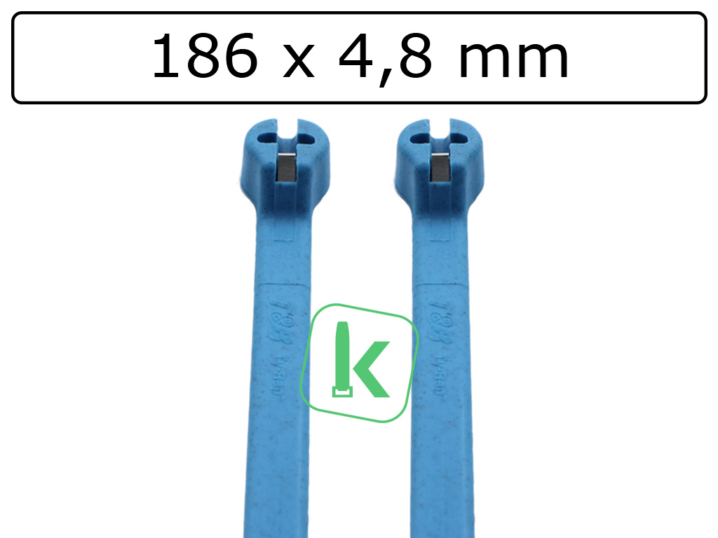 Thomas&Betts - TY525MR-NDT– Ty-Rap® 186 x 4,8 mm Detecteerbaar Blauw (Zak 100 stuks)