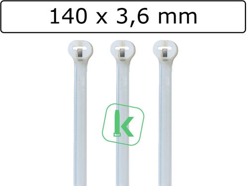 Thomas & Betts - TYB24M – Ty-Rap® 140 x 3,6 mm Wit Naturel (Werkbankbox 1.000 stuks)