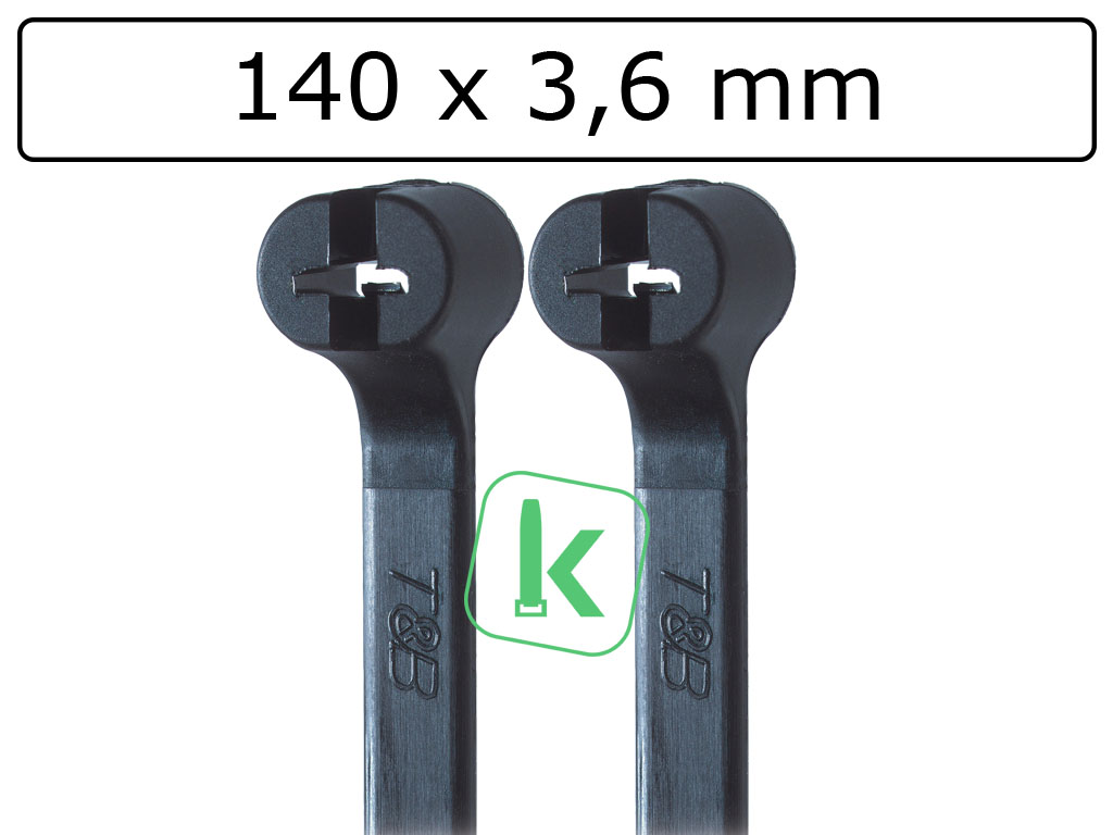 Thomas&Betts - TY24MX– Ty-Rap® 140 x 3,6 mm Zwart UV bestendig (Zak 1.000 stuks)