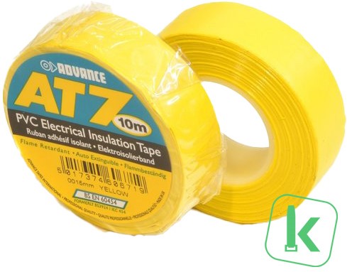 Advance AT7 PVC tape - 19 mm breed Geel (Rol 20 meter)