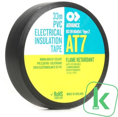 Advance AT7 PVC tape - 50 mm breed Zwart UV bestendig (Rol 33 meter)