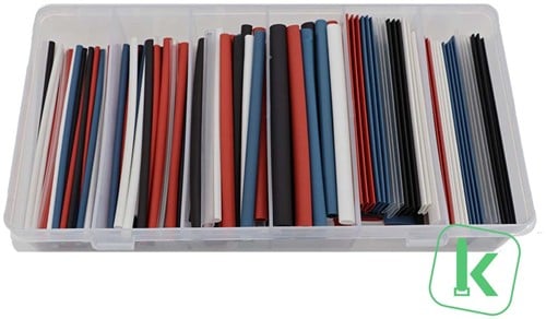 Krimpkous assortimentsdoos kleuren Mix - 100 mm lang - krimpverhouding 2:1 (  Box 200 stuks ) 