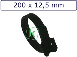 Klittenband Tyraps, kabelbinders 200 x 12,5 mm Zwart UV bestendig (Zak 100 stuks)