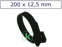 Klittenband Tyraps, kabelbinders 200 x 12,5 mm Zwart UV bestendig (Zak 10 stuks)