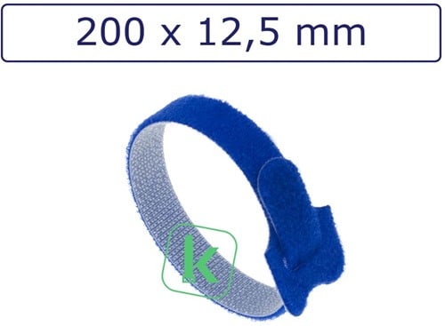 Klittenband Tyraps, kabelbinders 200 x 12,5 mm Blauw (Zak 10 stuks)