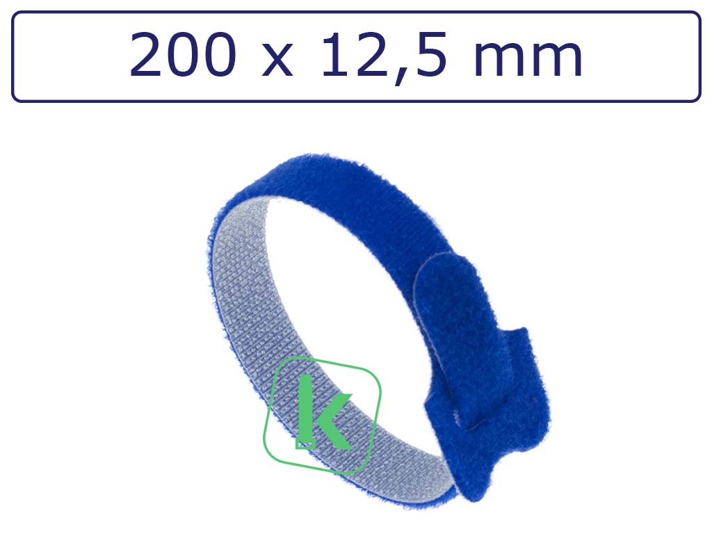 Klittenband Kabelbinders 200 x 12,5 mm Blauw (Zak 10 stuks) (tiewrap/tyrap/tie-wrap/bundelbandje/colsonbandje/Blauw)