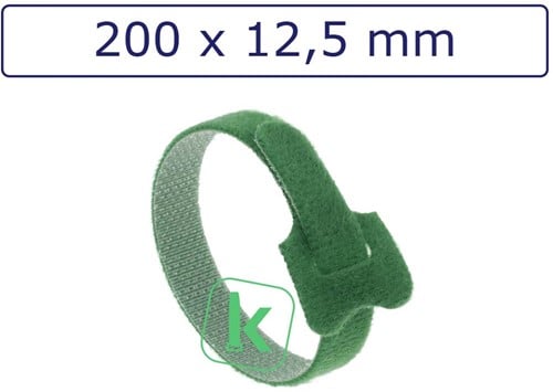 Klittenband Tyraps, kabelbinders 200 x 12,5 mm Groen (Zak 10 stuks)