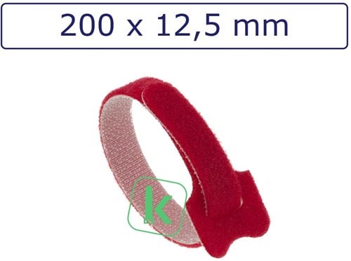 Klittenband Tyraps, kabelbinders 200 x 12,5 mm Rood (Zak 100 stuks)