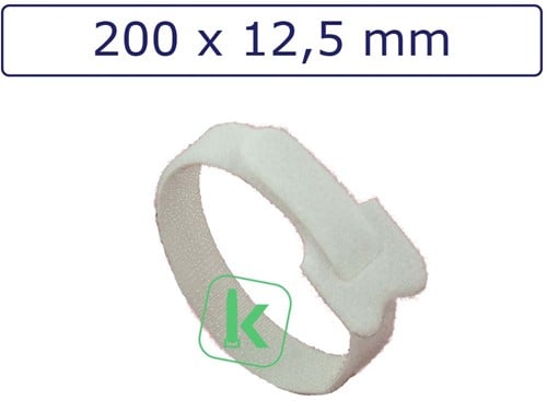 Klittenband Tyraps, kabelbinders 200 x 12,5 mm Wit (Zak 10 stuks)