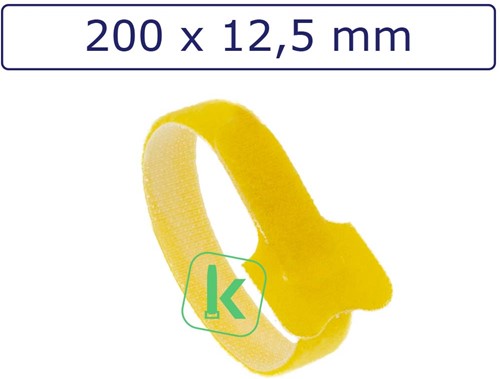 Klittenband Tyraps, kabelbinders 200 x 12,5 mm Geel (Zak 100 stuks)