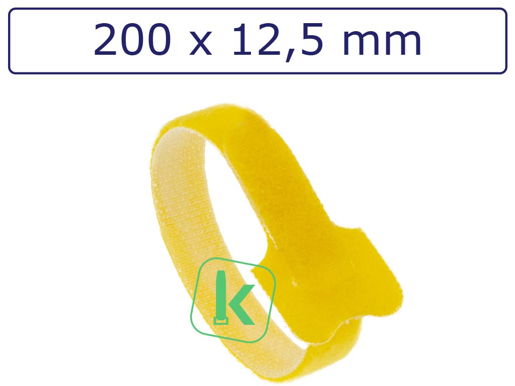 Klittenband Kabelbinders 200 x 12,5 mm Geel (Zak 100 stuks) (tiewrap/tyrap/tie-wrap/bundelbandje/colsonbandje/Geel)