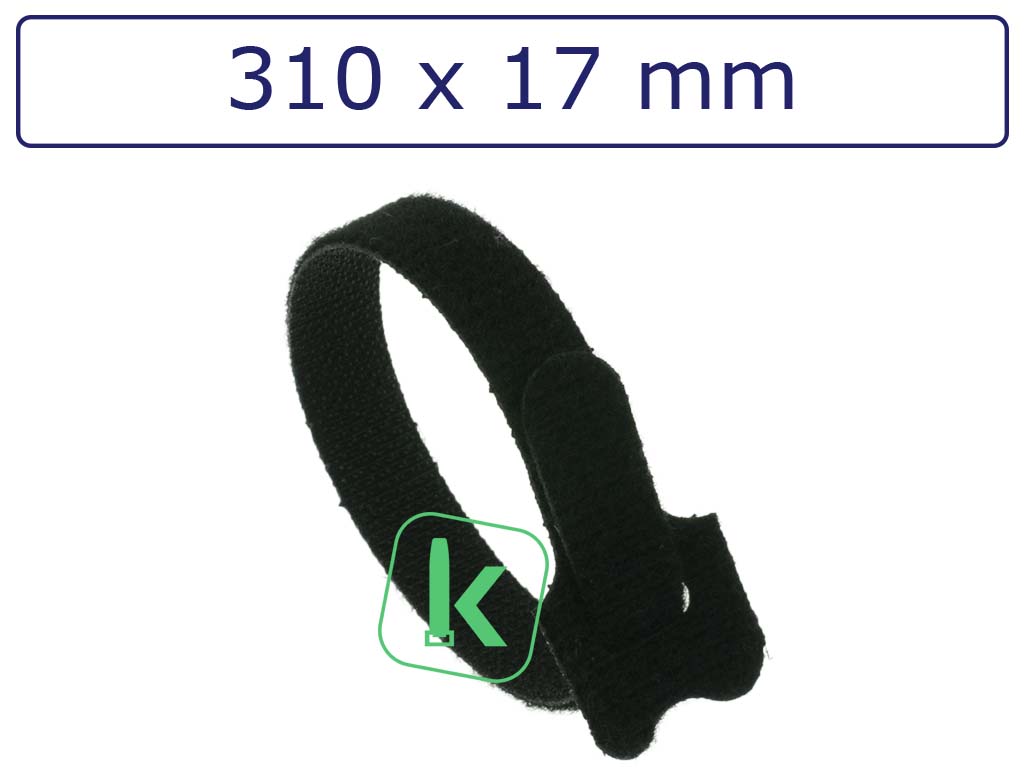 Klittenband Kabelbinders 310 x 17 mm Zwart UV bestendig (Zak 10 stuks) (tiewrap/tyrap/tie-wrap/bundelbandje/colsonbandje/Zwart)
